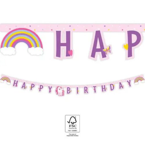 Unikornis Rainbow Colors Happy Birthday felirat FSC 2 m