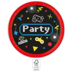 Gaming Party papírtányér 8 db-os 23 cm FSC