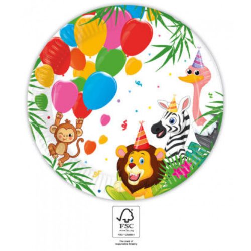 Dzsungel Balloons papírtányér 8 db-os 23 cm FSC