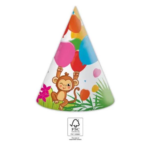 Dzsungel Balloons parti kalap, csákó 6 db-os FSC