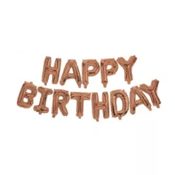 Happy Birthday Rose Gold fólia lufi 3,4 m
