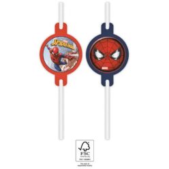   Pókember Crime Fighter papír szívószál, 4 db-os szett FSC