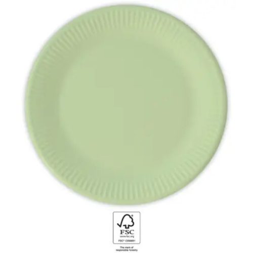 Unicolour Pastel Mint, Zöld papírtányér 8 db-os 23 cm FSC