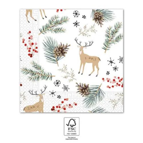 Karácsonyi Forest Reindeers szalvéta 20 db-os 33x33 cm