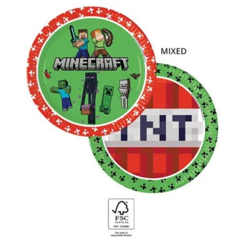 Minecraft Green papírtányér 8 db-os 23 cm FSC