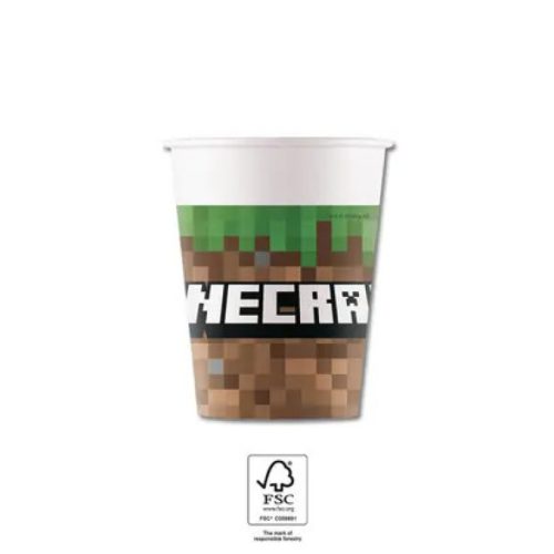 Minecraft Green papír pohár 8 db-os 200 ml FSC