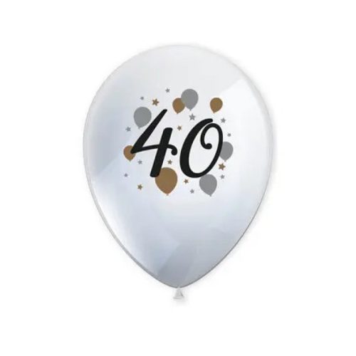 Happy Birthday 40 Milestone léggömb, lufi 6 db-os 11 inch (27,5 cm)