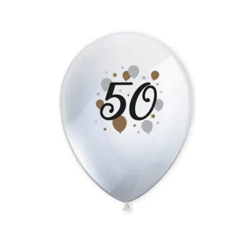Happy Birthday 50 Milestone léggömb, lufi 6 db-os 11 inch (27,5 cm)