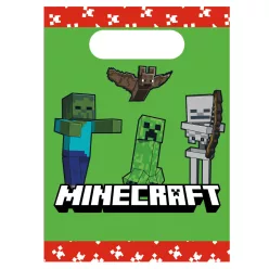   Minecraft Green papír ajándéktasak, ajándékzacskó 4 db-os