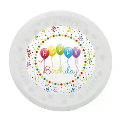   Happy Birthday Streamers micro prémium műanyag lapostányér 21 cm