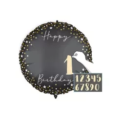   Happy Birthday Black Milestone fólia lufi 46 cm személyre szabható