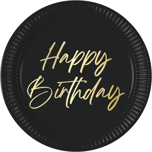 Happy Birthday Elegant papírtányér 8 db-os 23 cm FSC