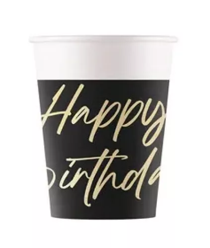 Happy Birthday Elegant papír pohár 8 db-os 200 ml FSC