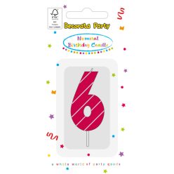 Színes Pink Pattern 6-os tortagyertya, számgyertya