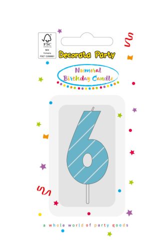 Színes Light Blue 6-os tortagyertya, számgyertya 