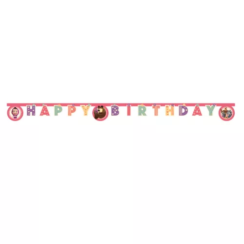 Mása és a medve Sweet Heart Happy Birthday felirat 200 cm FSC