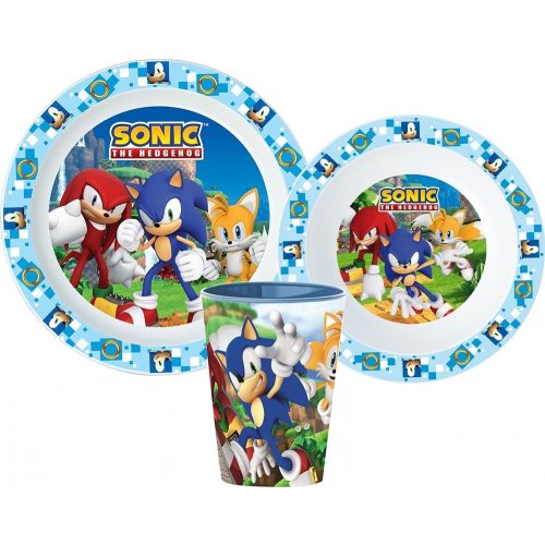 Sonic, a sündisznó étkészlet, micro műanyag szett, pohárral 260 ml