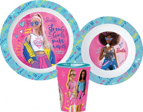 Barbie étkészlet, micro műanyag szett, pohárral 260 ml