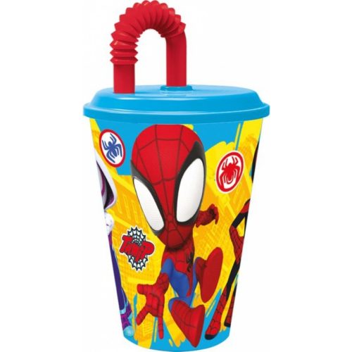 Pókember Spidey szívószálas pohár, műanyag 430 ml