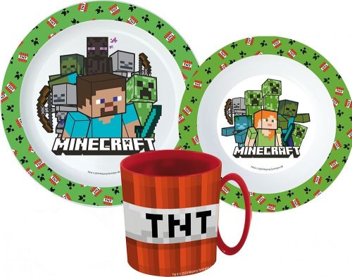 Minecraft Creeper étkészlet, micro műanyag szett bögrével 350 ml