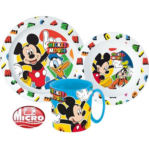 Disney Mickey étkészlet, micro műanyag szett bögrével 350 ml