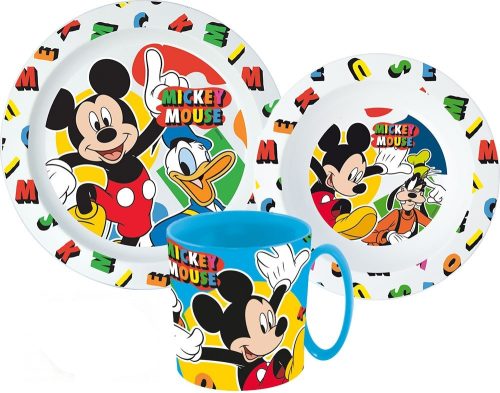 Disney Mickey étkészlet, micro műanyag szett bögrével 350 ml