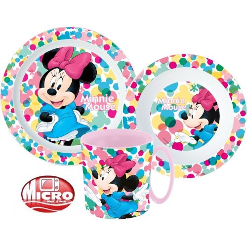 Disney Minnie étkészlet, micro műanyag szett bögrével 350 ml