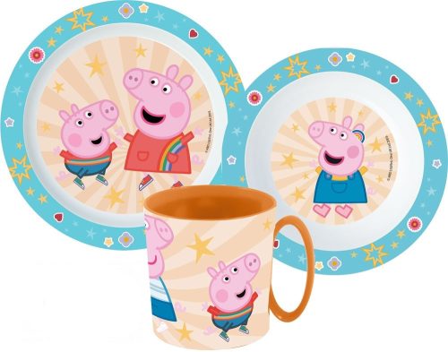 Peppa malac Kindness étkészlet, micro műanyag szett bögrével 350 ml