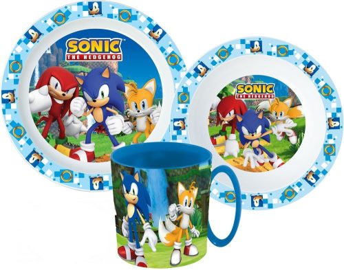 Sonic, a sündisznó étkészlet, micro műanyag szett bögrével 350 ml