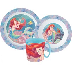   Disney Hercegnők Ariel étkészlet, micro műanyag szett bögrével 350 ml
