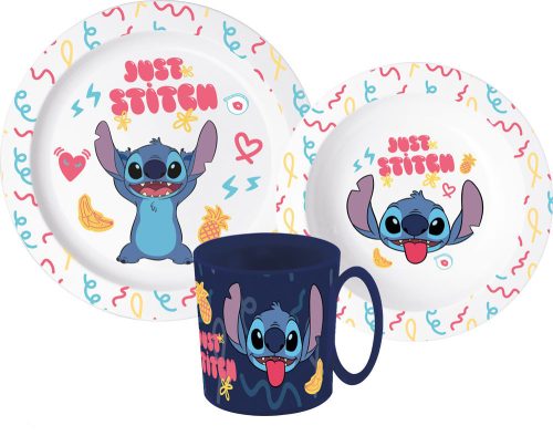 Disney Lilo és Stitch Palms étkészlet, micro műanyag szett bögrével 350 ml