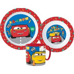   Disney Verdák Lets Race étkészlet, micro műanyag szett bögrével 265 ml