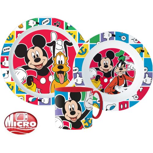Disney Mickey Better Together étkészlet, micro műanyag szett bögrével 265 ml
