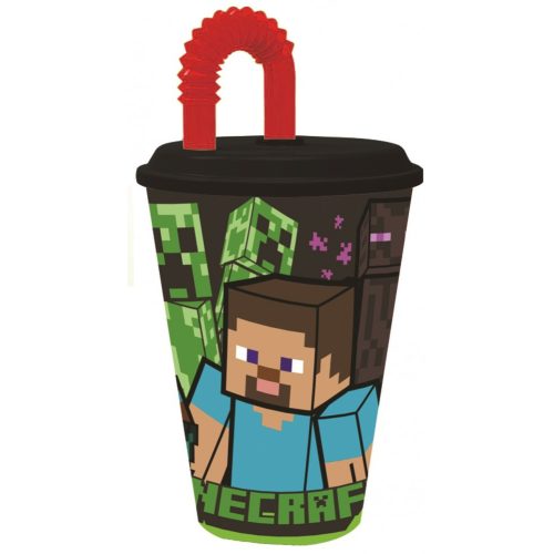 Minecraft Steve's Journey Szívószálas pohár, műanyag 430 ml