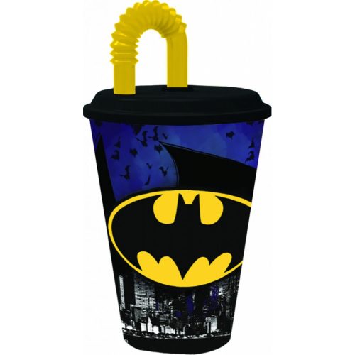 Batman Bat Signal szívószálas pohár, műanyag 430 ml
