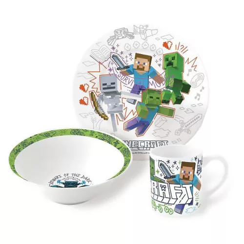 Minecraft Explore More porcelán étkészlet Díszdobozban