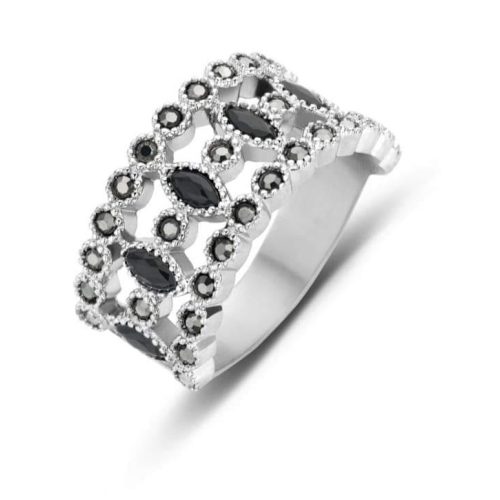 Victoria Ezüst színű fekete köves gyűrű