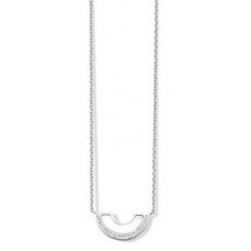 Victoria Ezüst színű fehér köves félhold nyaklánc