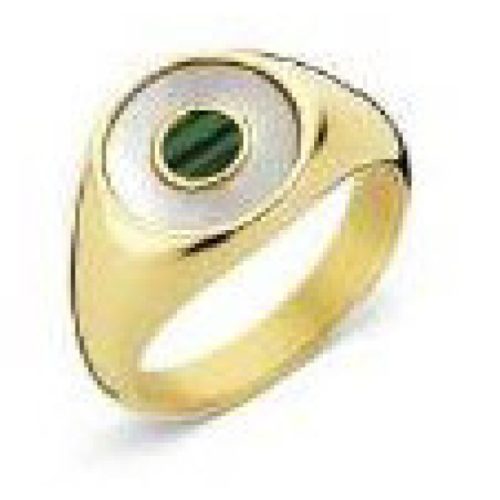 Victoria Arany színű zöld mintás gyűrű